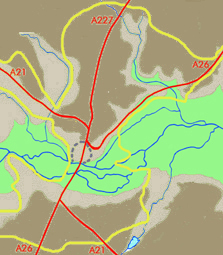 Contour map of Tonbridge